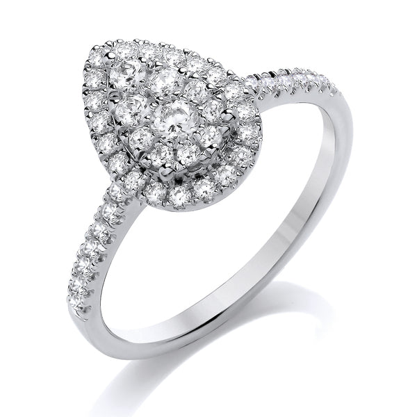 9ct White Gold Diamond Pear Shape Cluster Bridal Set (Cdw01)