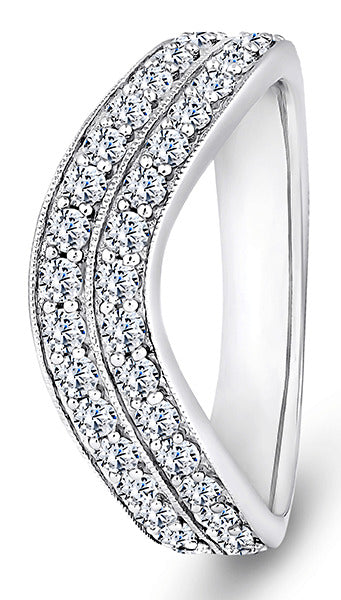 9ct White Gold Diamond Shaped Wedding Ring (Drs-500-050-075)