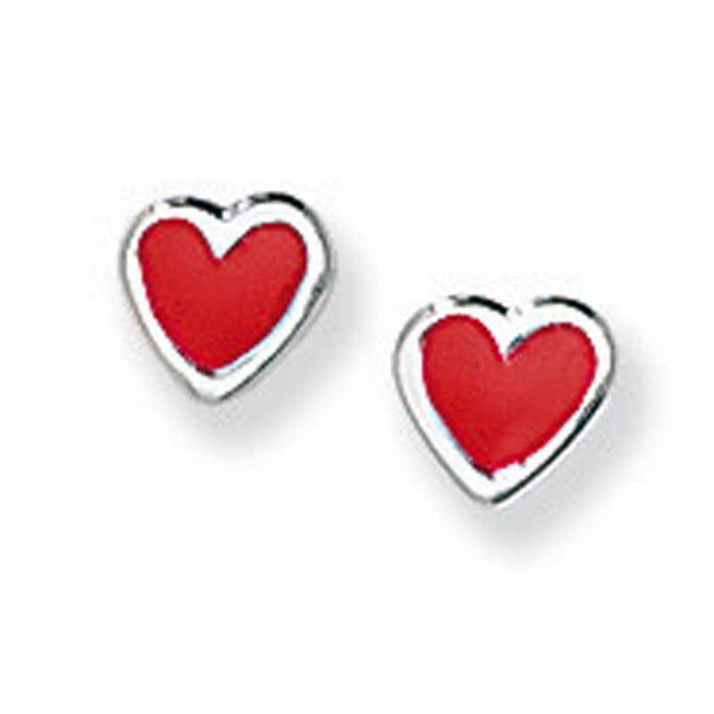 Silver red Heart Children’s Stud Earrings (Se385b)