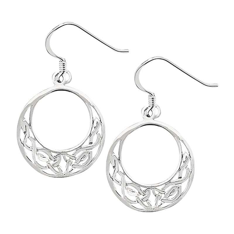 Silver Celtic Drop Earrings (Se286b)