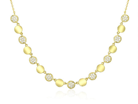 Silver Gold Plated Cubic Zirconia Necklace (Nkczyg0280)