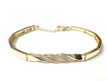 Silver Gold Plated Cubic Zirconia Bracelet (Brczyg0297)