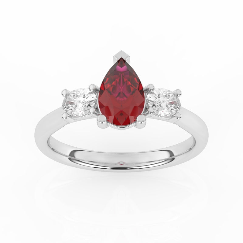 9ct White Gold Lab Grown Ruby & Diamond Ring (R82312r)