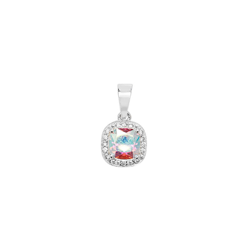 Silver Halo Set Cubic Zirconia Pendant (Sp837a)