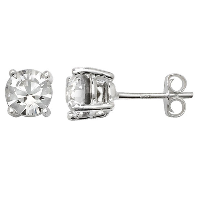 Silver Cubic Zirconia Stud Earrings (Se133c)