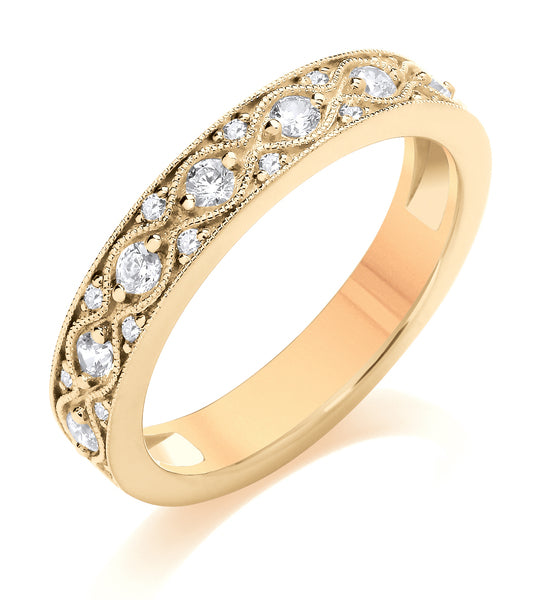 9ct Yellow Gold Diamond Vintage Wedding Ring (Vnt-378-050-033)