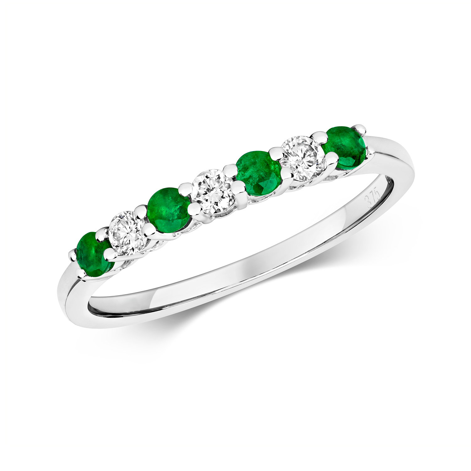 Emerald & Diamond 7 Stone Ring (Rd438e)