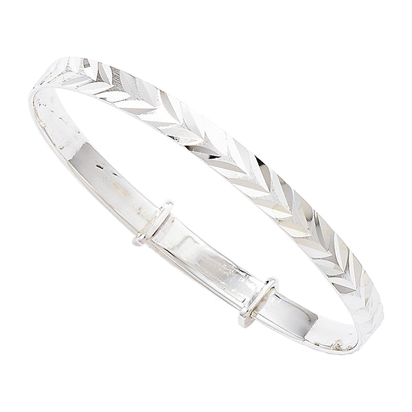 Silver Engraved Expanding Baby Bangle (Sba026a)