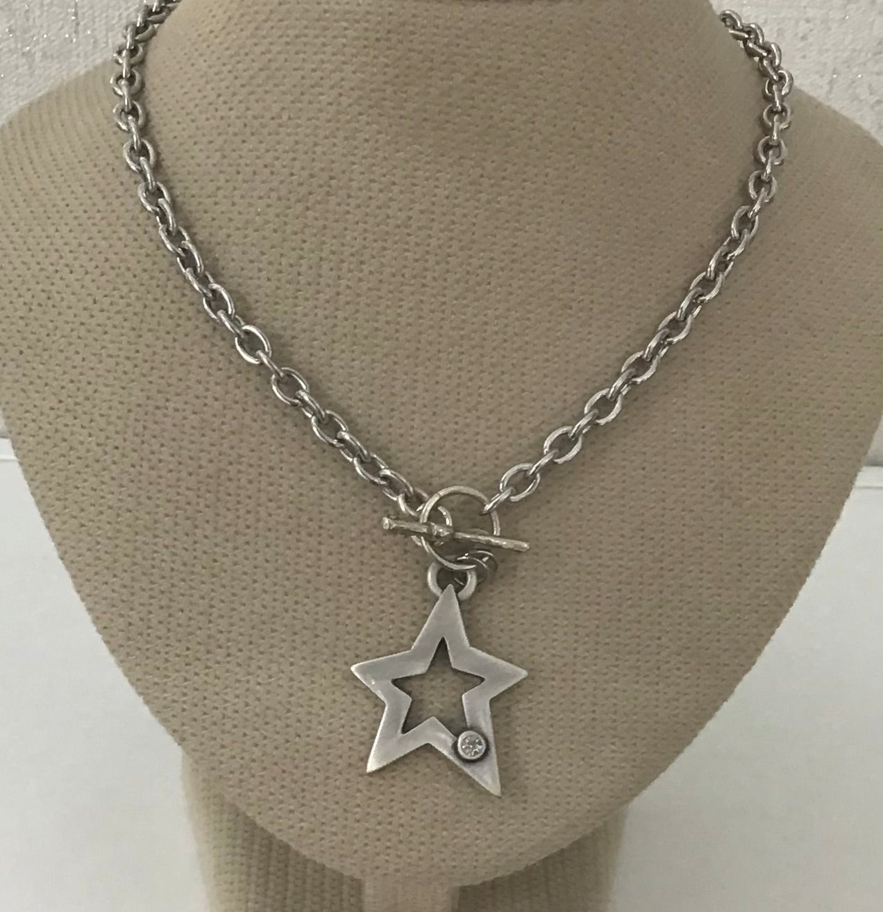 Danon Crystal Set Star T-bar Necklace