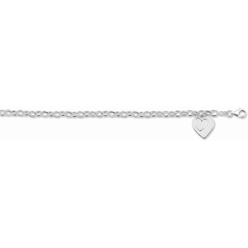 Silver Belcher Double Heart Bracelet (Sbr012b)