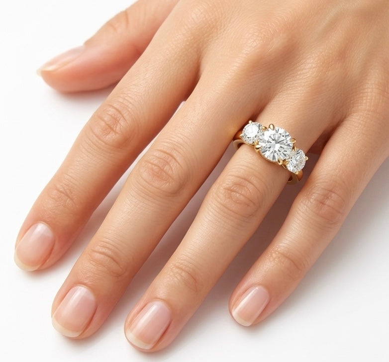 4.00ct Round Lab Diamond 3 Stone Ring
