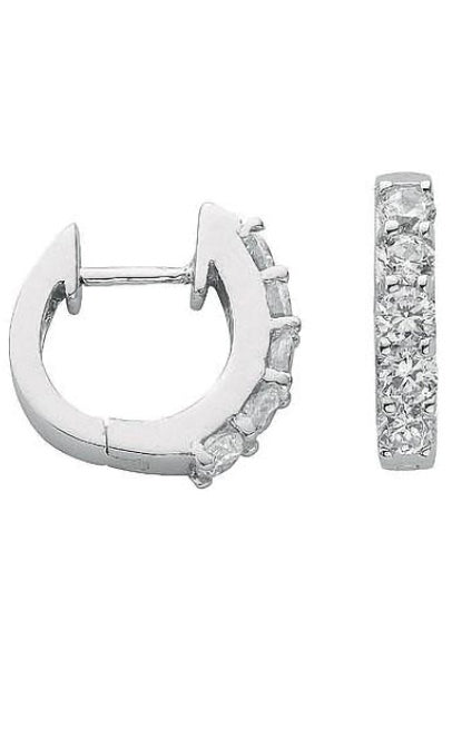 Silver Cubic Zirconia Huggie Earrings (Ser0069)