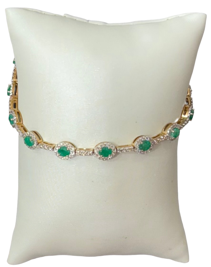 Emerald & 1.50ct diamond tennis bracelet (bre2318da)