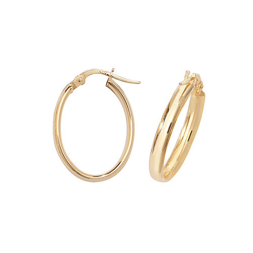 9ct Yellow Gold Oval Creole Earrings (Er957)