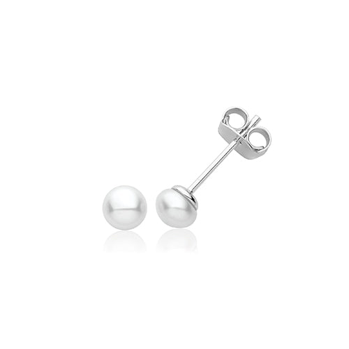 Silver Rhodium Plated 6mm Pearl Stud Earrings (G51406)