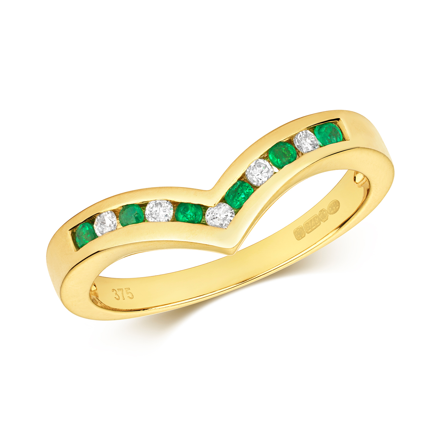 Emerald & Diamond Wishbone Ring (Rd268e)