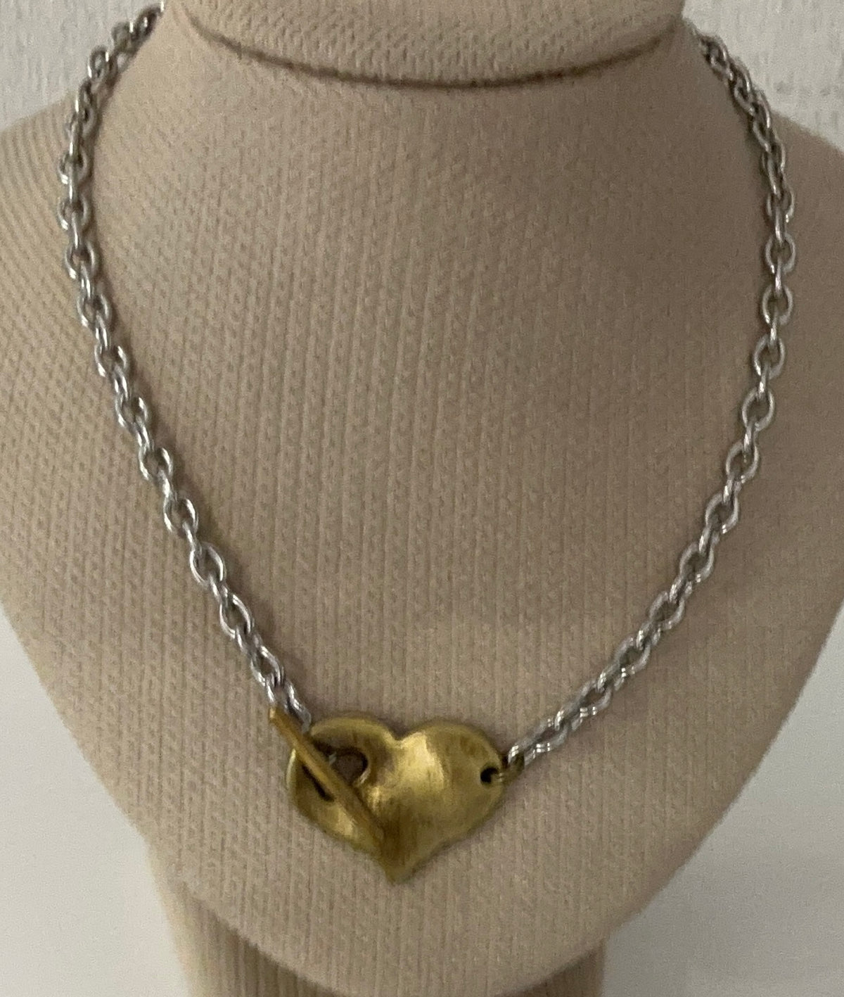 Danon Two Colour Heart T-bar Necklace