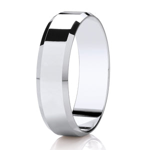 9ct White Gold 6mm Chamfered Edge Wedding Ring (Dc109)