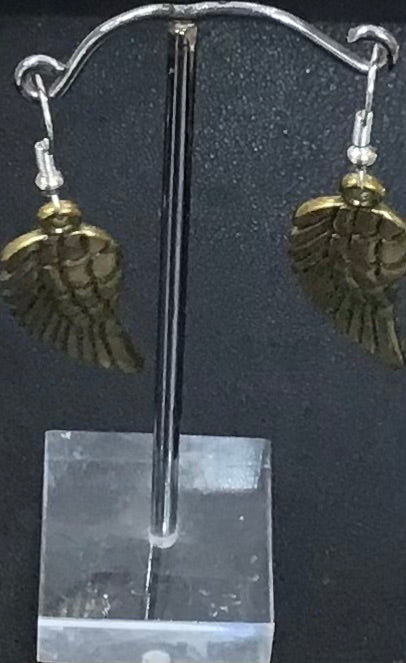 Danon Pewter Gold Plated Angel Wings Drop Earrings