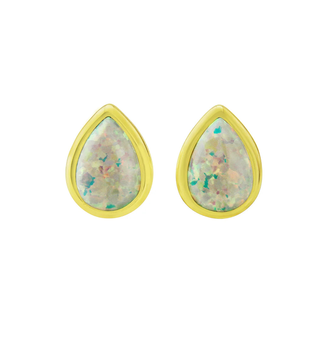 9ct Yellow Gold Opal Stud Earrings (E407)