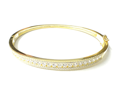 Silver Gold Plated Cubic Zirconia Bangle (0279)