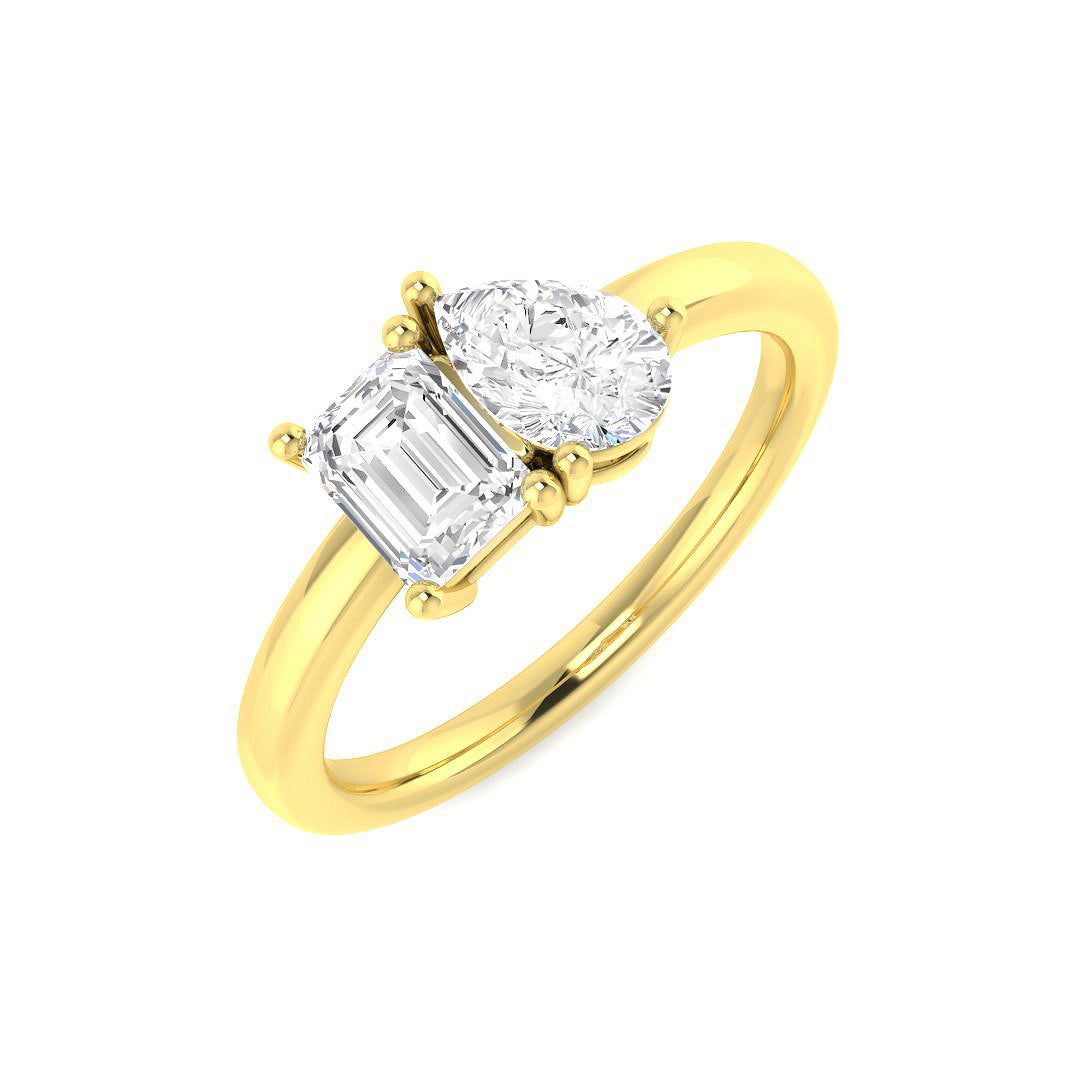 1.51ct Emerald & Pear Shape Lab Grown Diamond Ring (Het1004089))
