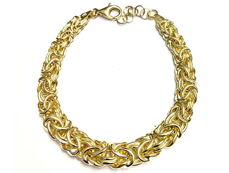 Silver Gold Plated Graduated Byzantine Bracelet (Bpyg125)