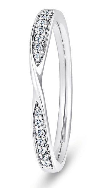 9ct White Gold Diamond Shaped Wedding Ring (Rib-220-040-012)