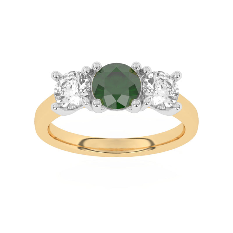 9ct Yellow Gold Lab Grown Emerald & Diamond Ring (R822em)