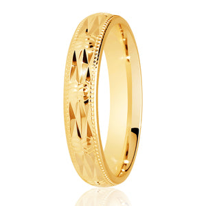 9ct Diamond Cut & Millgrain Court 6mm Wedding Ring (Dc165)