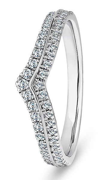 9ct White Gold Diamond Shaped Wedding Ring (Wsb-275-050-033)