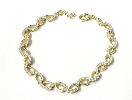 Silver Gold Plated Cubic Zirconia Bracelet (Brczyg0293)