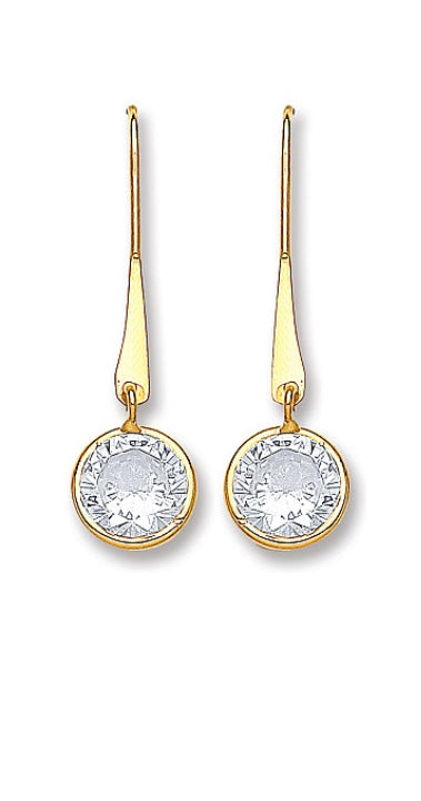 9ct Yellow Gold Cubic Zirconia Drop Earrings (Er1404)