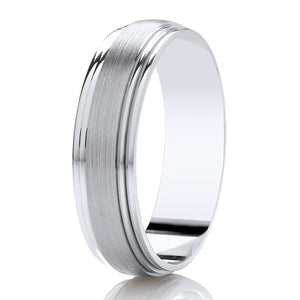 9ct White Gold Satin & Polished 6mm Wedding Ring (DC003bc)