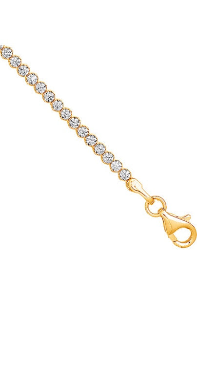 9ct Yellow Gold Cubic Zirconia Tennis Bracelet (Br0670)