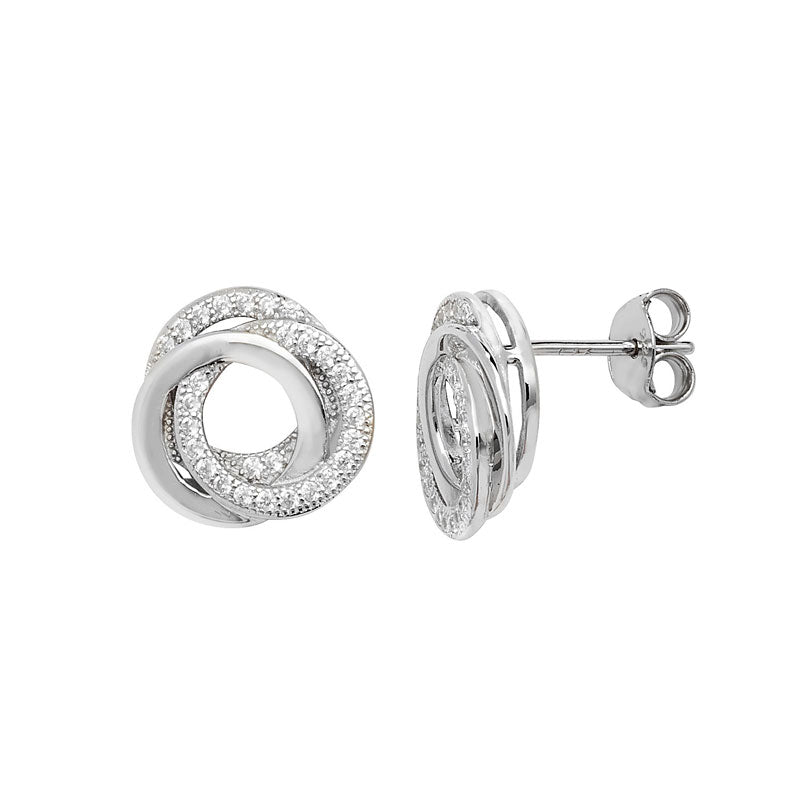 Silver Cubic Zirconia Knot Studs (Se254a)