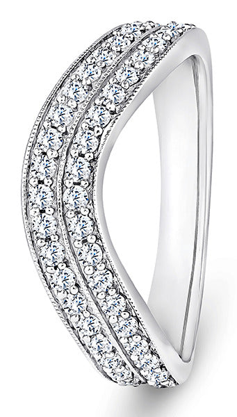 9ct White Gold Diamond Shaped Wedding Ring (Drs-400-050-050)