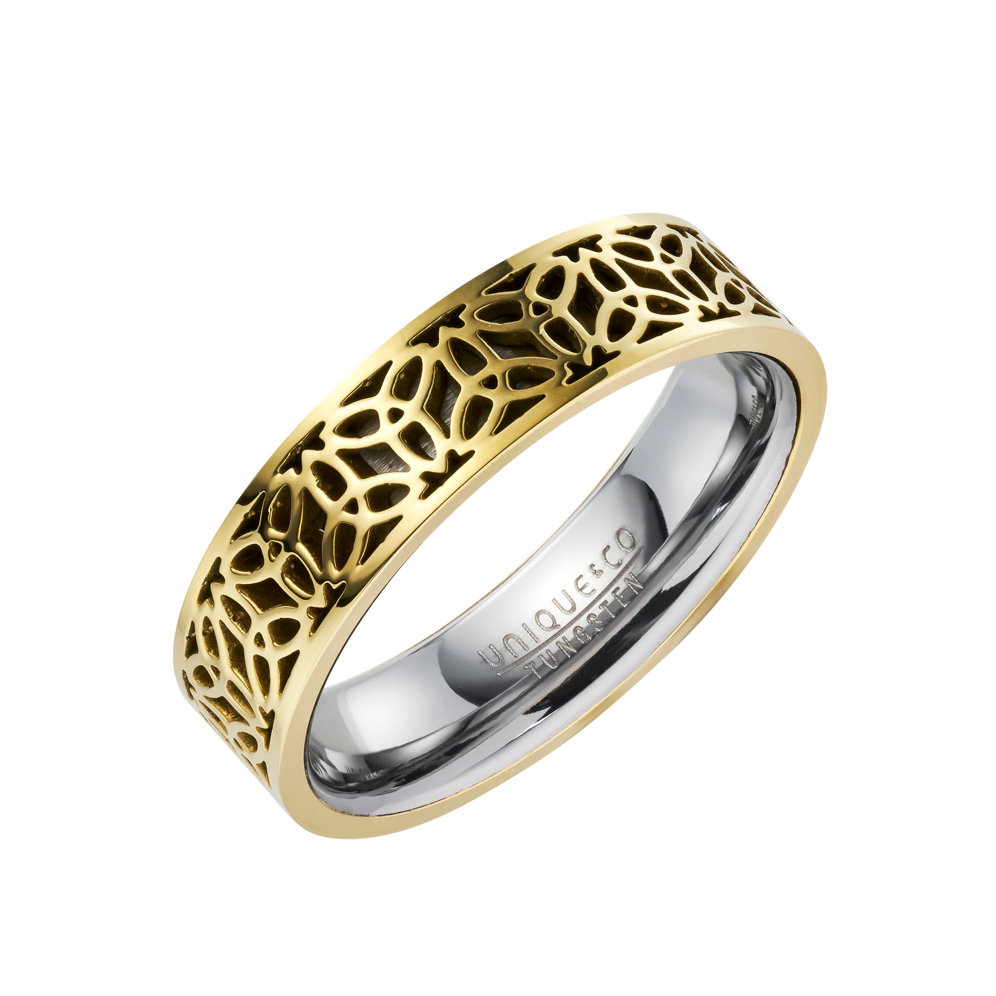 Tungsten 6mm Gold IP Celtic Plating Gents Wedding Ring (Tur 202)