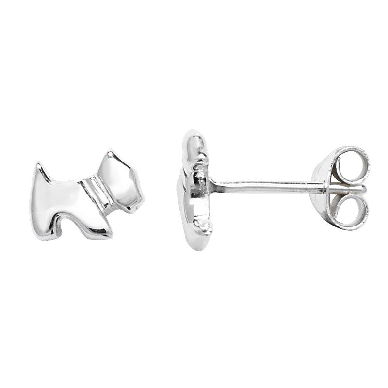 Silver Dog Stud Earrings (Se469a)