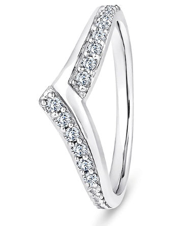 9ct White Gold Diamond Shaped Wedding Ring (Wsb-250-050-025)