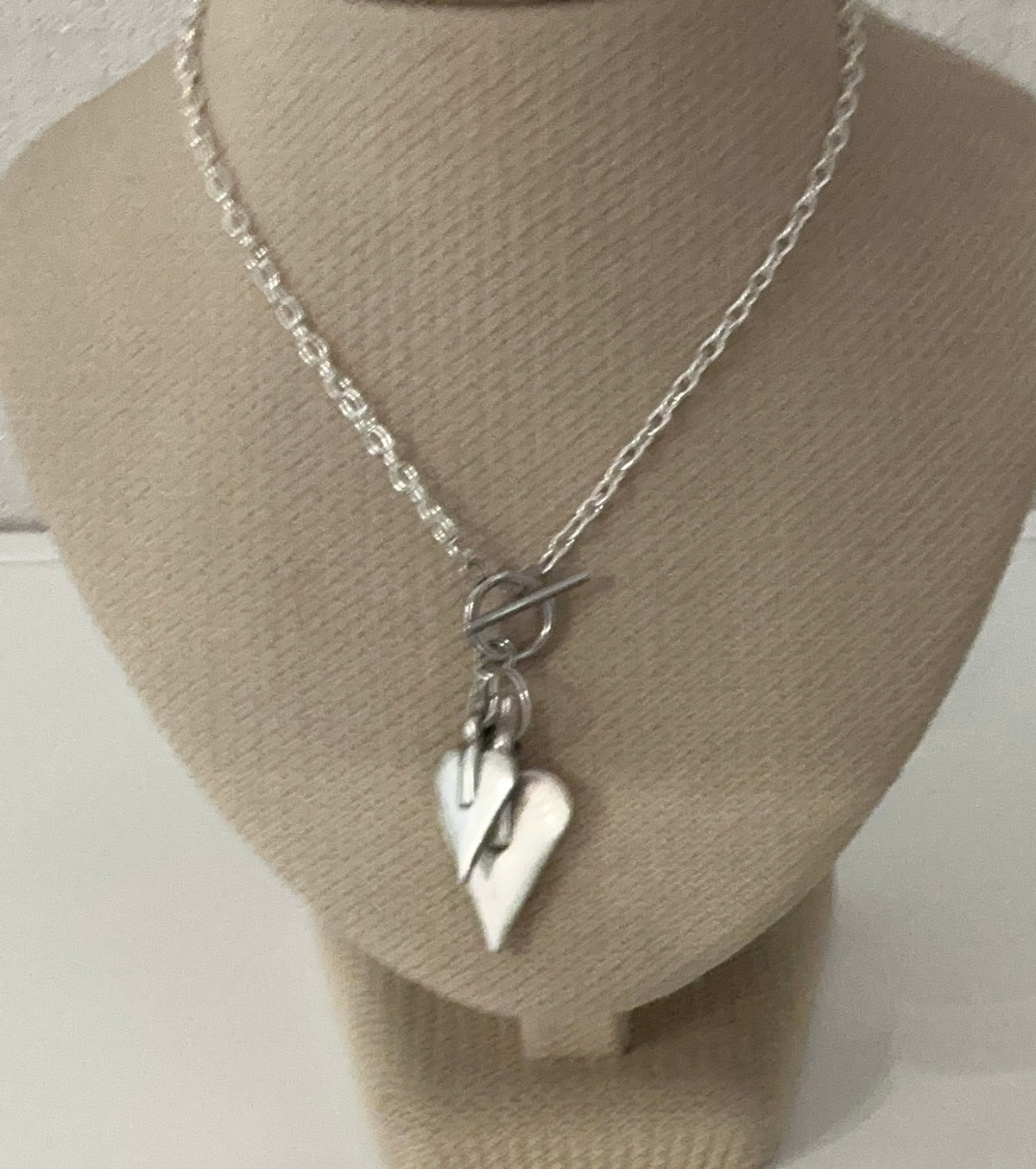 Danon Double Heart Long T-bar Necklace