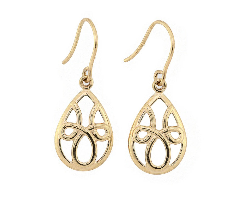 9ct Yellow Gold Celtic Drop Earrings (Ed418)