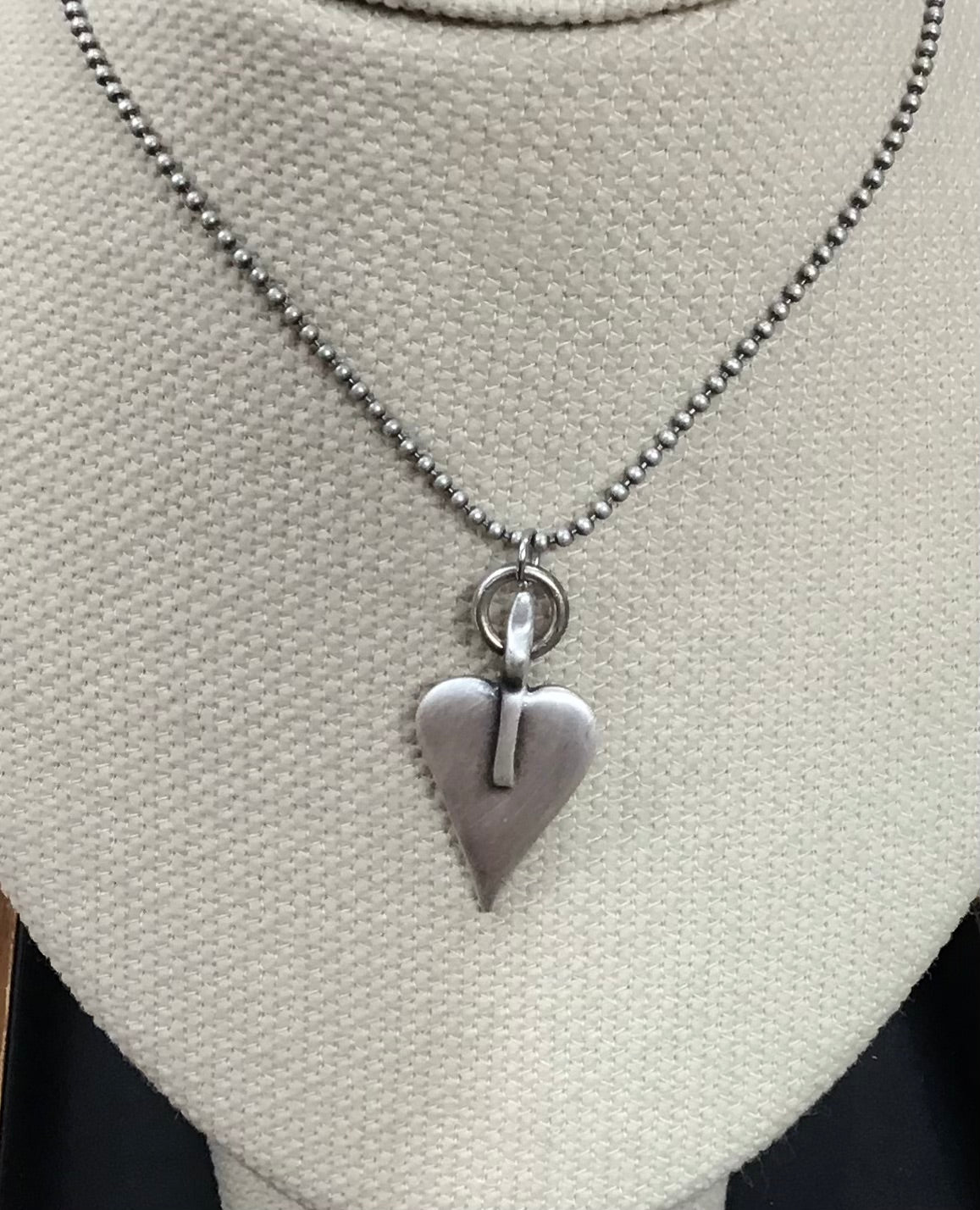 Danon Pewter Heart Long Ball Necklace