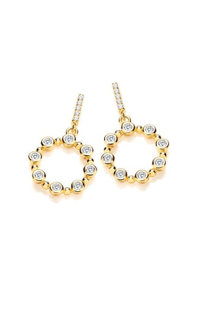 Silver Gold Plated Cubic Zirconia Drop Earrings (Jzer167)