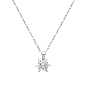 Silver Cubic Zirconia Snowflake Pendant & Chain (G3361)