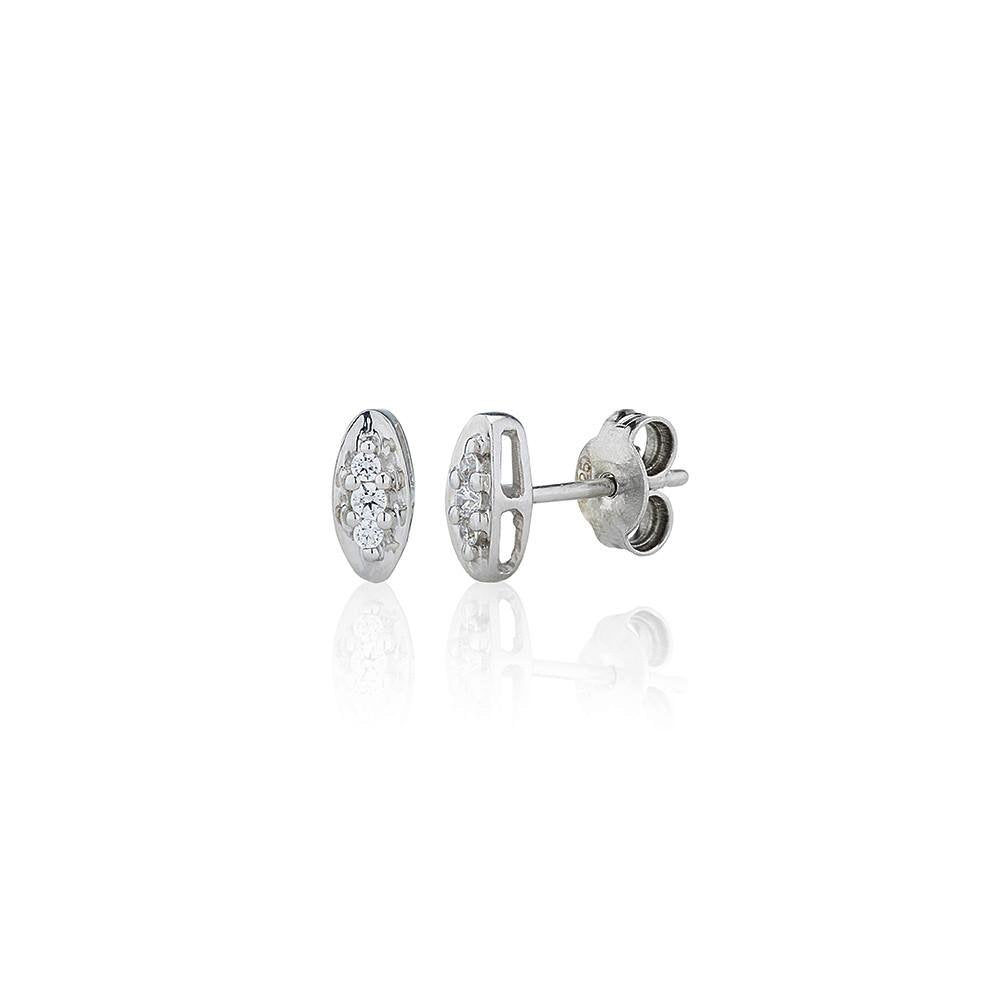 Perfection Silver Trilogy Oval Stud Earrings