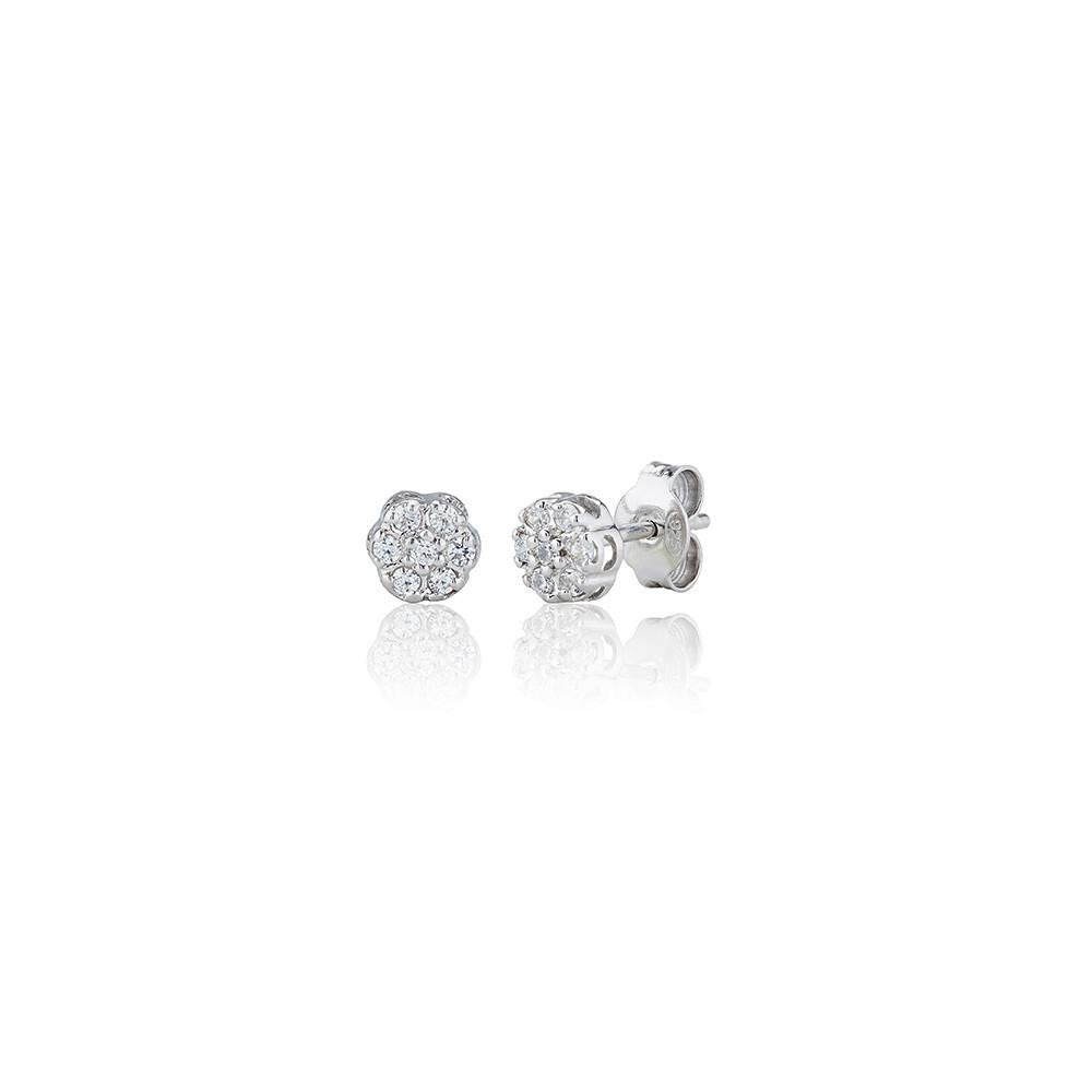 Perfection Silver Seven Stone Cluster Stud Earrings