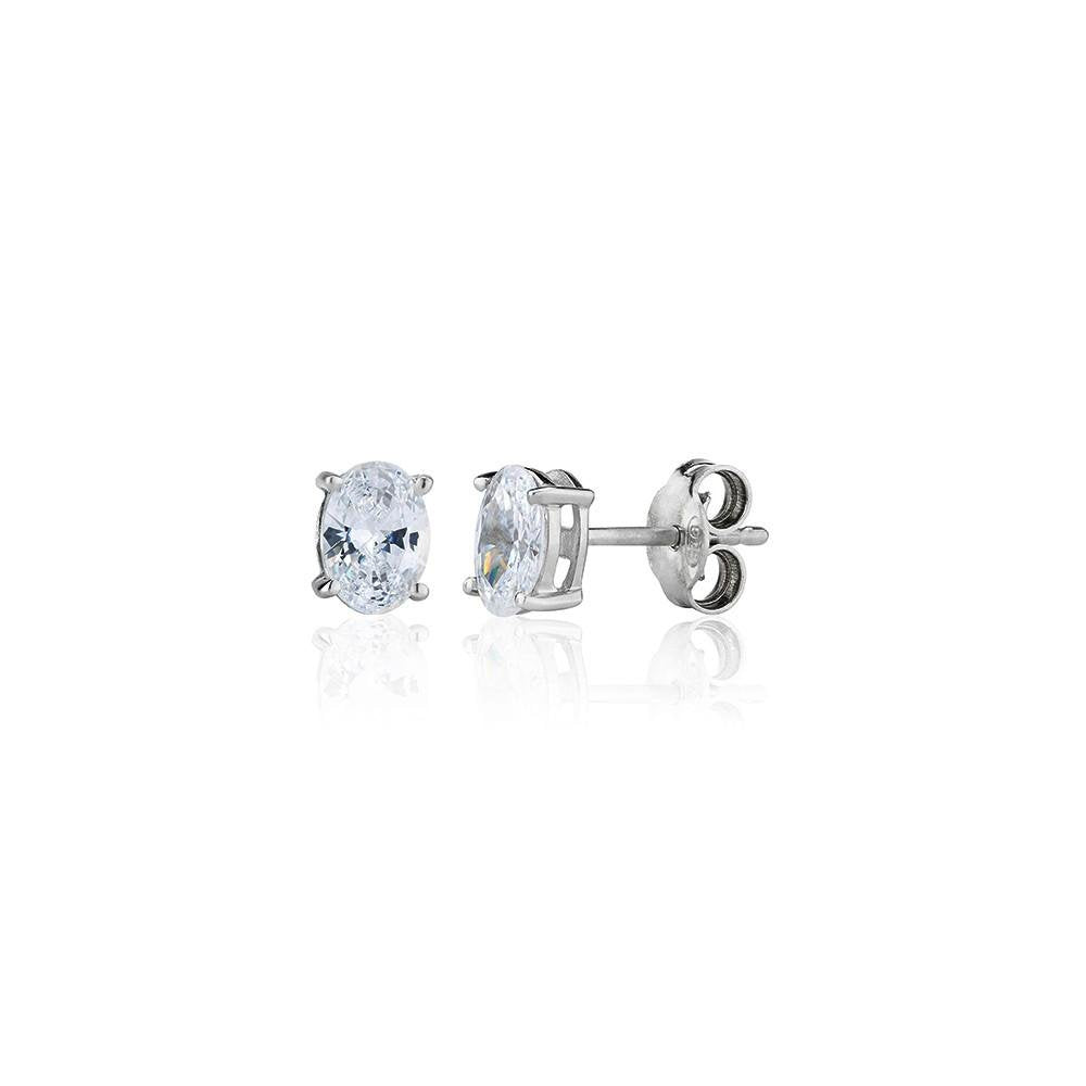 Perfection Silver Oval Claw Set Stud Earrings