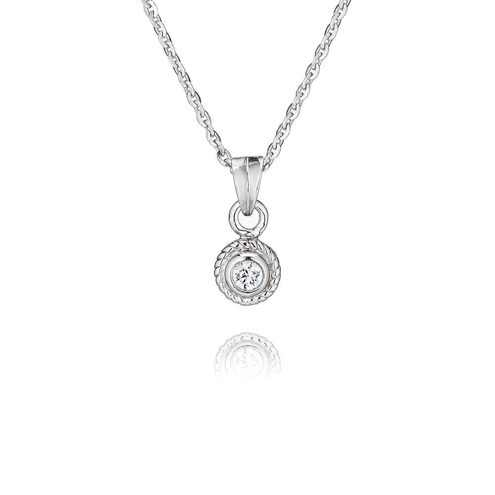 Perfection Silver Rubover Rope Edge Pendant & Chain