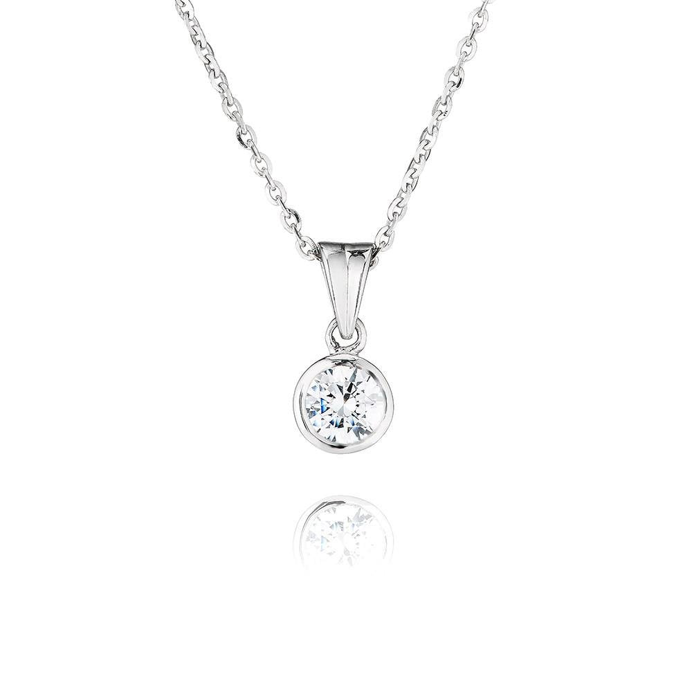Perfection Silver Rubover Round Pendant & Chain